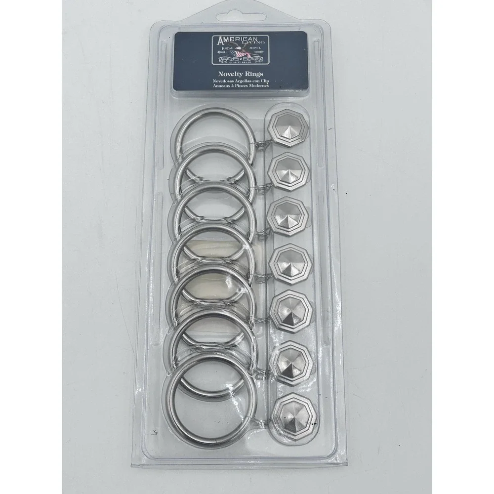 3 Sets American Living‎ Curtain Rings Polished Nickel Knob Design – 21 Total NIP